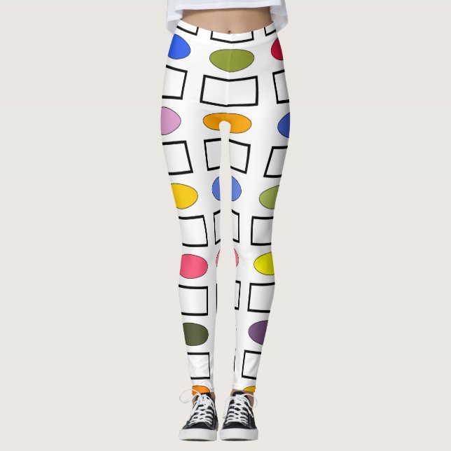 Ovals and Rectangles – Flower Garden  Leggings (Front)