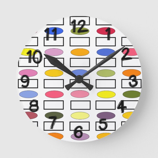 Ovals and Rectangles – Flower Garden  Round Clock (Front)