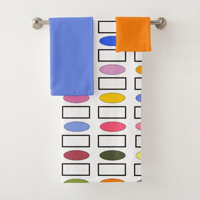 Ovals and Rectangles – Small Flower Garden  Bath T Towel Set (Insitu)