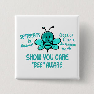 Ovarian Cancer Awareness Month Bee 1.1 2 Inch Square Button