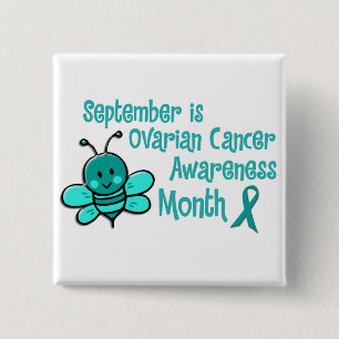 Ovarian Cancer Awareness Month Bee 1.3 2 Inch Square Button