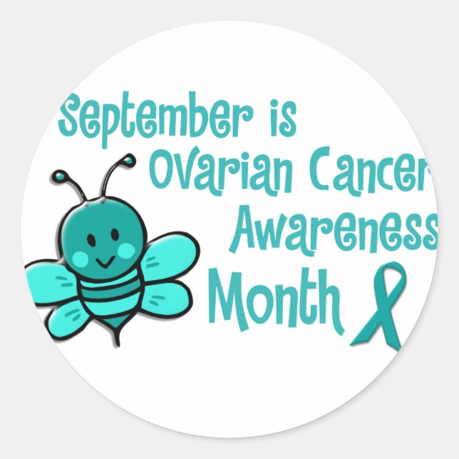 Ovarian Cancer Awareness Month Bee 1.3 Classic Round Sticker (Front)