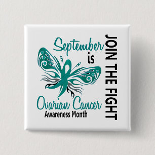 Ovarian Cancer Awareness Month Butterfly 3.1 2 Inch Square Button