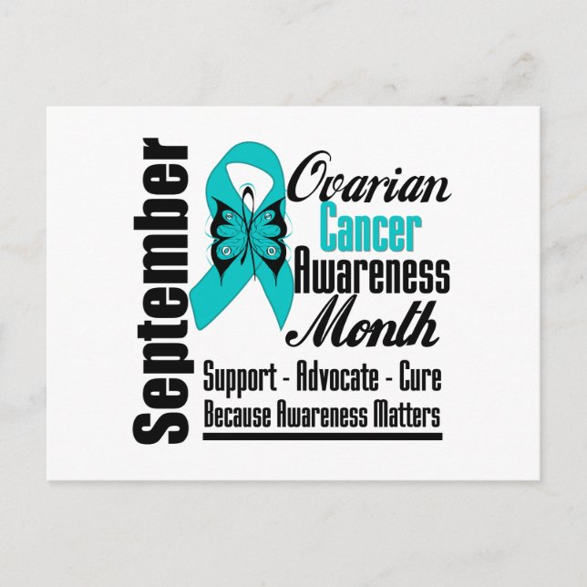 Ovarian Cancer AWARENESS Month Butterfly Ribbon Postcard (Front)