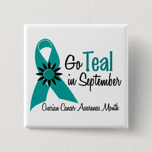 Ovarian Cancer Awareness Month Flowers 2 Inch Square Button