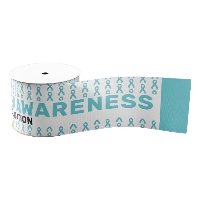 Ovarian Cancer Awareness Pattern Ribbon Grosgrain Ribbon (Spool)