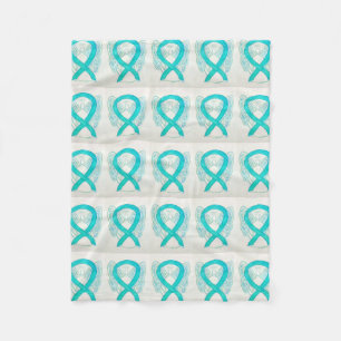 Ovarian Cancer Awareness Ribbon Fleece Blanket