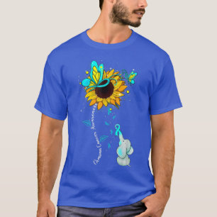 Ovarian Cancer Awareness Sunflower Elephant Men Wo T-Shirt