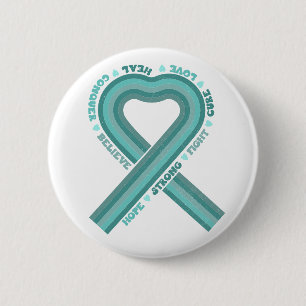 Ovarian Cancer Awareness Teal Ribbon Support 2 Inch Round Button