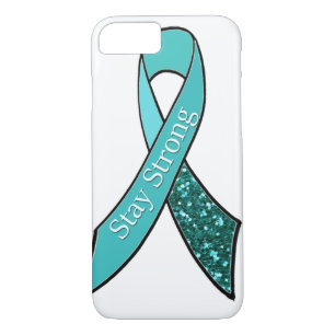 Ovarian Cancer Awareness Tibbon Teal and Glitter Case-Mate iPhone Case