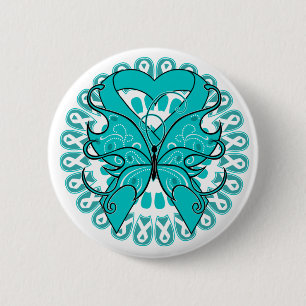 Ovarian Cancer Butterfly Circle of Ribbons 2 Inch Round Button