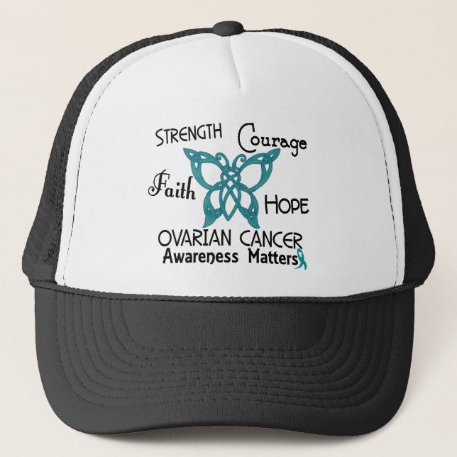 Ovarian Cancer Celtic Butterfly 3 Trucker Hat (Front)
