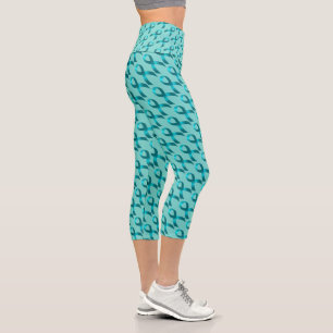 Ovarian Cancer Cervical Cancer Teal Ribbon Leg Capri Leggings