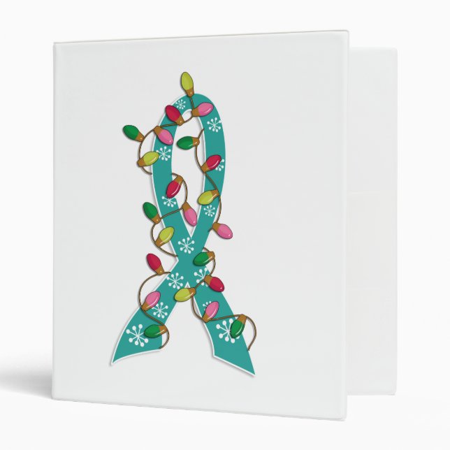 Ovarian Cancer Christmas Lights Ribbon Binder (Front/Inside)