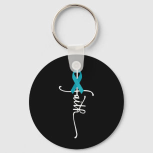 Ovarian Cancer Faith Ovarian Cancer Awareness Keychain