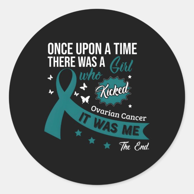 Ovarian Cancer Fight Cancer Ribbon Classic Round Sticker (Front)