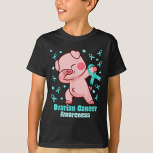 Ovarian Cancer Funny Dabbing Pig Warrior  T-Shirt