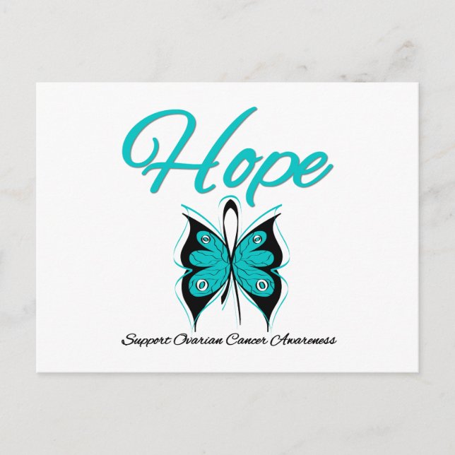 Ovarian Cancer Hope Butterfly Ribbon Postcard (Front)
