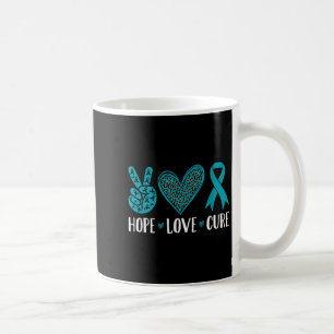 Ovarian Cancer Hope Love Cure Teal Ribbon  Coffee Mug