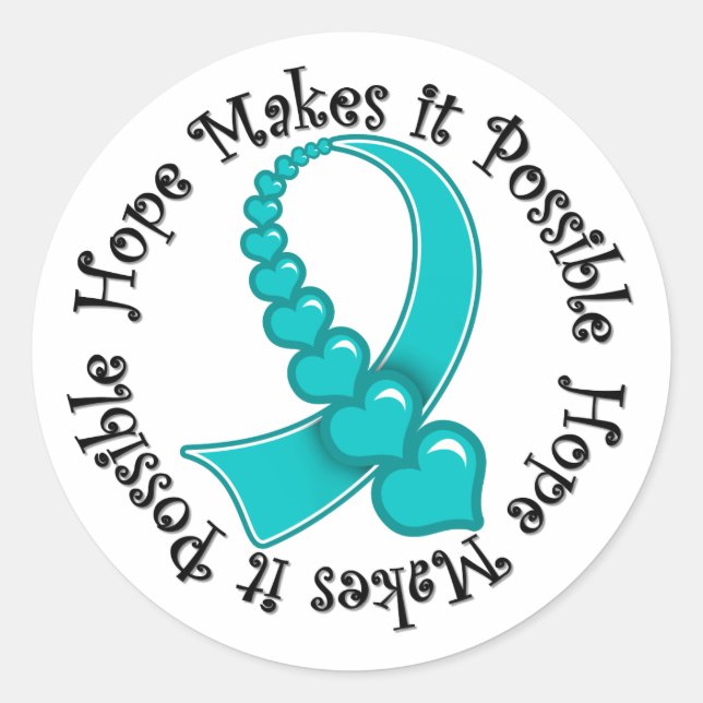 Ovarian Cancer Hope Makes It Possible Classic Round Sticker (Front)