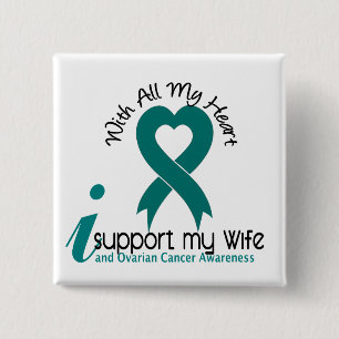 Ovarian Cancer I Support My Wife 2 Inch Square Button