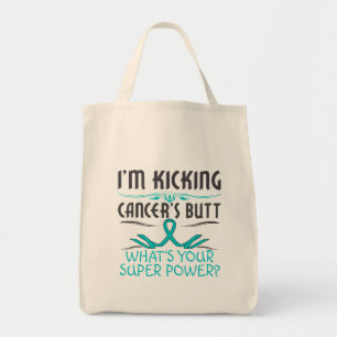 Ovarian Cancer Kicking Cancer Butt Super Power Tote Bag