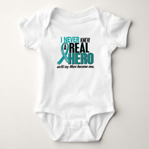Ovarian Cancer NEVER KNEW A HERO 2 Mom Baby Bodysuit