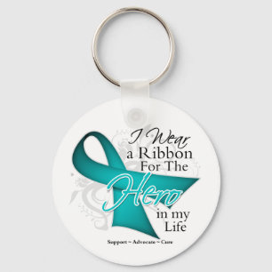 Ovarian Cancer Ribbon Hero in My Life Keychain