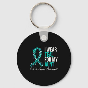 Ovarian Cancer Ribbon I Wear Teal For My Aunt Supp Keychain