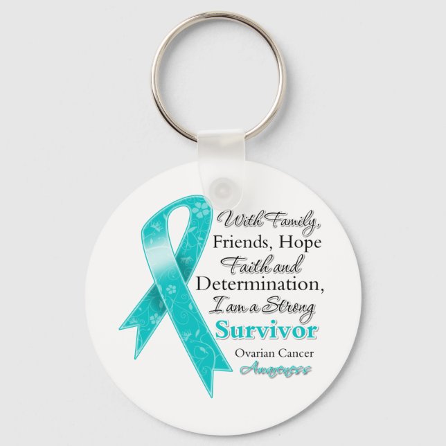 Ovarian Cancer Support Strong Survivor Keychain (Front)