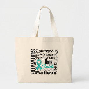 Ovarian Cancer Survivor Collage Large Tote Bag