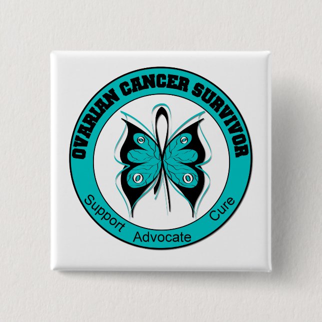 OVARIAN CANCER SURVIVOR T-Shirts 2 Inch Square Button (Front)