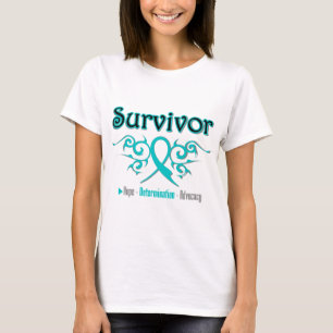 Ovarian Cancer Survivor Tribal Ribbon T-Shirt