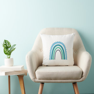Ovarian Cancer Teal Rainbow Pouf Throw Pillow