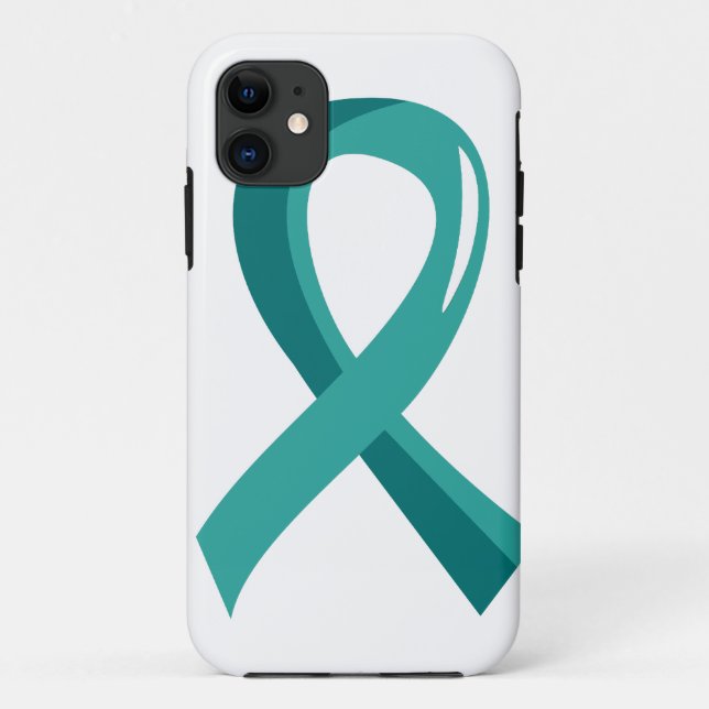 Ovarian Cancer Teal Ribbon 3 Case-Mate iPhone Case (Back)