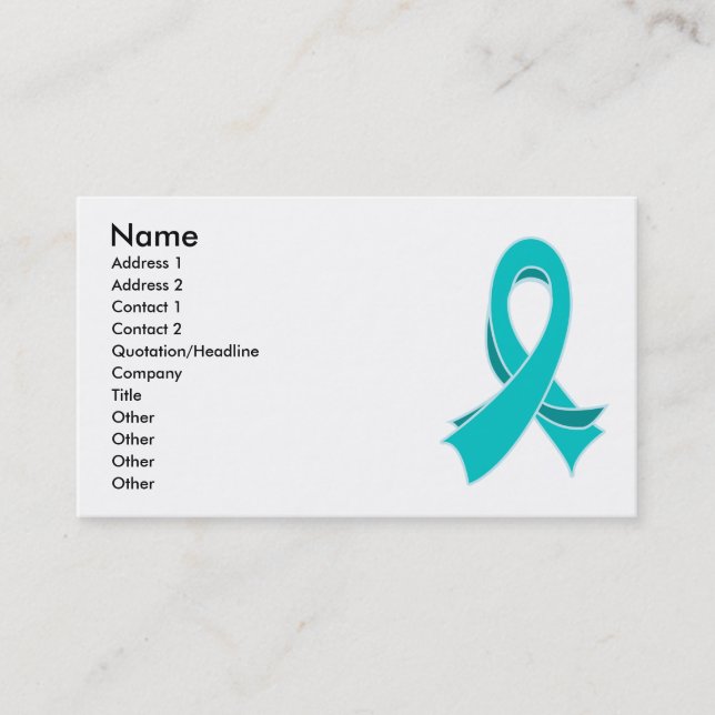 Ovarian Cancer Teal Ribbon Stylish Business Card (Front)