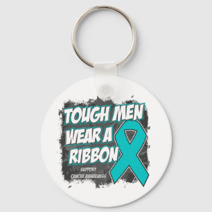 Ovarian Cancer Tough Men Wear A Ribbon Keychain