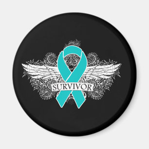 Ovarian Cancer Winged SURVIVOR Ribbon Magnet