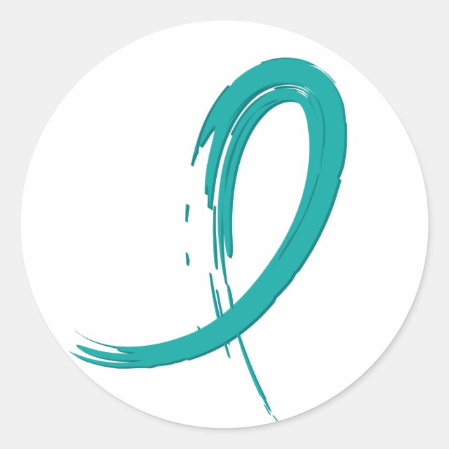 Ovarian Cancer's Teal Ribbon A4 Classic Round Sticker (Front)