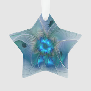 Ovation debout, fractale bleue turquoise abstraite