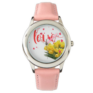 ove in Bloom – Elegant Floral Watch with Pink Band