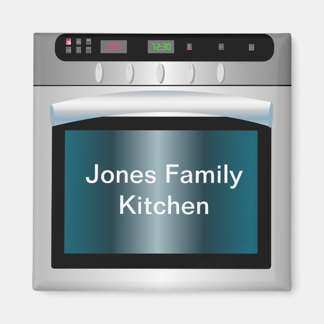 Oven graphic with personalized text magnet (Front)