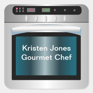 Oven graphic with personalized text square sticker