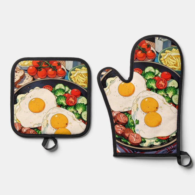 Oven Mitt and Pot Holders Oven Mitt & Pot Holder Set (Front)
