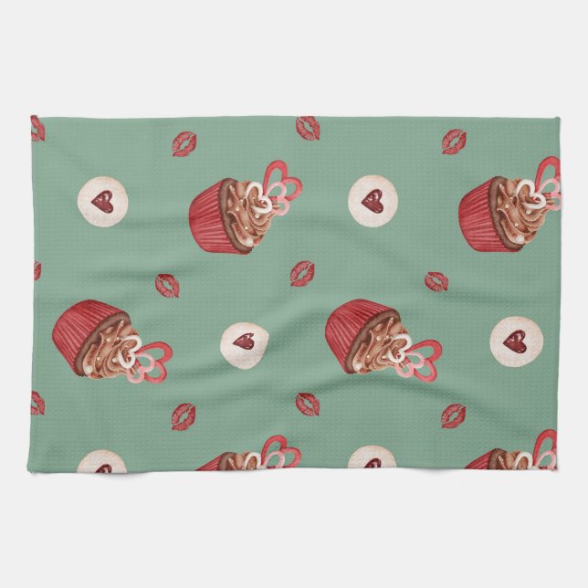Oven Mitt and Pot Holders sweet pattern Kitchen Towel (Horizontal)