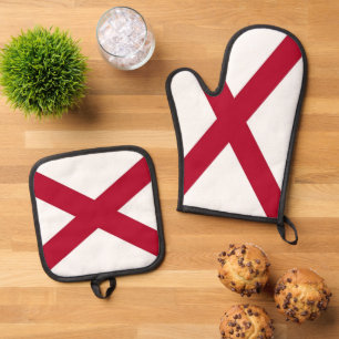 Oven Mitt and Pot Holders with flag of Alabama, US Oven Mitt & Pot Holder Set