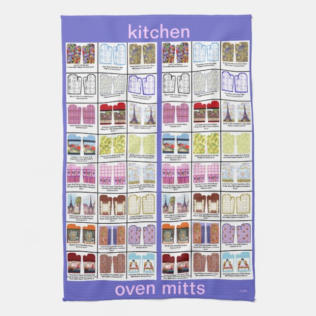 Oven mitt art patterns on kitchen towel by Kristie (Vertical)