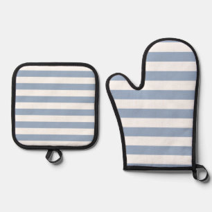 Oven Mitt & Pot Holders Blue & White Stripe Holder Set