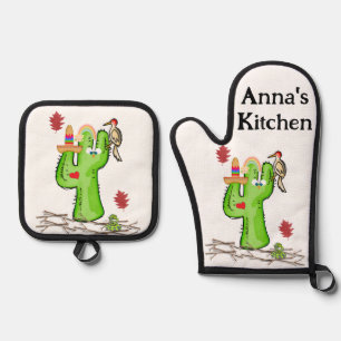Oven Mitt & Pot Holders Cactus Desert  Oven Mitt & Pot Holder Set
