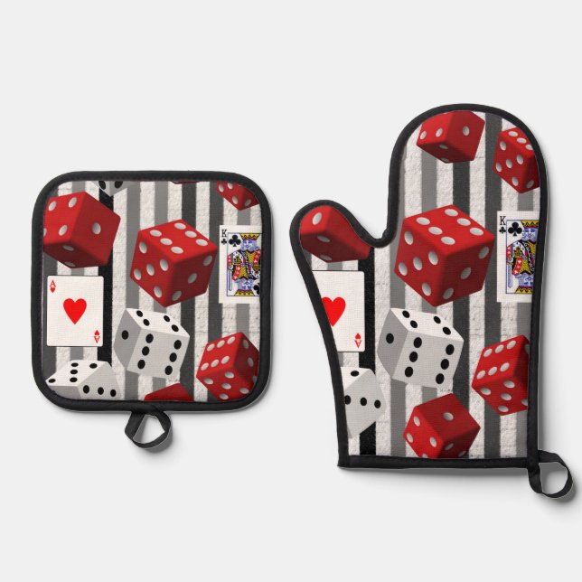 Oven Mitt & Pot Holders Cards Dice  Holder Set (Front)